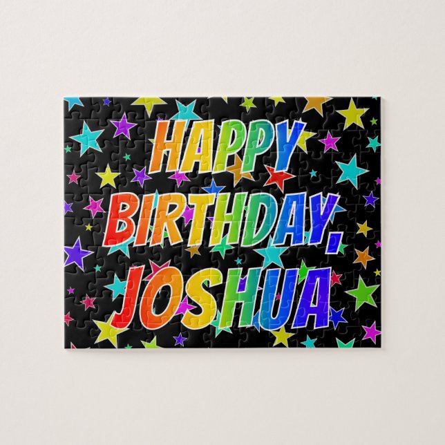 "JOSHUA" First Name, Fun "HAPPY BIRTHDAY" Jigsaw Puzzle (Horizontal)