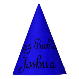 Joshua, Happy Birthday Blue Birthday Cap. Party Hat