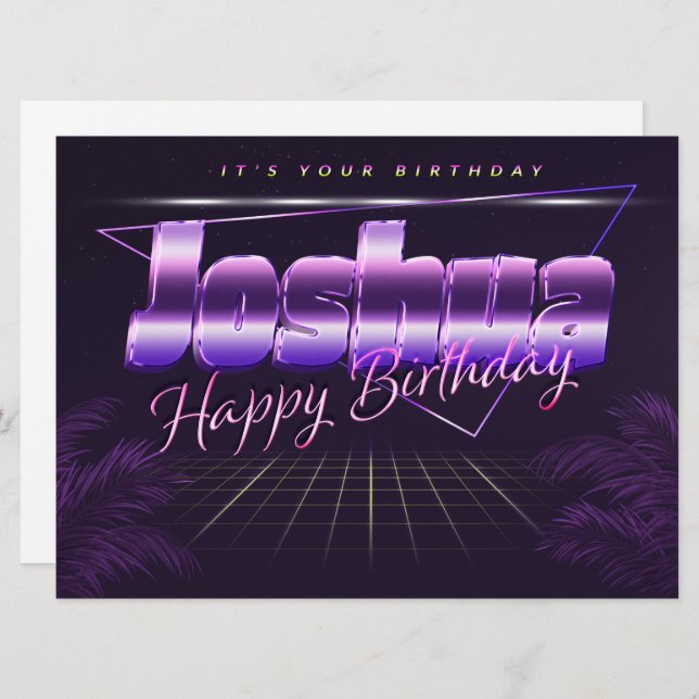 Joshua Name First Name pura retro card Birthday (Front/Back)