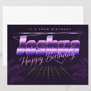 Joshua Name Vorname lila retro Karte Geburtstag Card