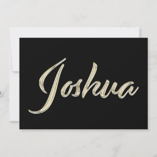 Joshua Name white gold Handwriting Card