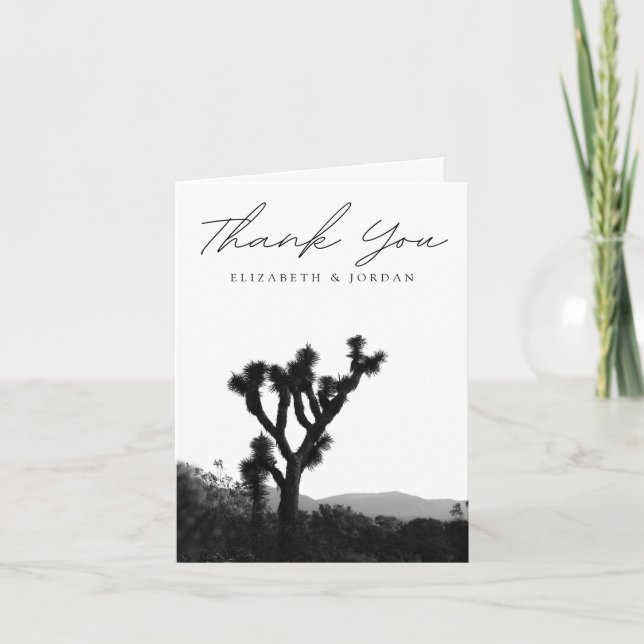 Joshua Tree Black & White Blank Thank You Card (Front)