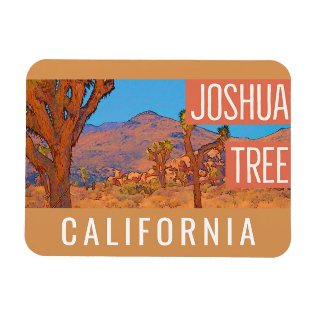 Joshua Tree California Retro Travel Poster Magnet (Horizontal)