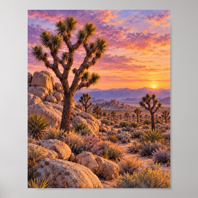 Joshua Tree Desert Sunset Wall Art (Front)