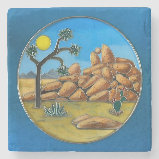 Joshua Tree- Fish Rock Button Stone Coaster (Front)
