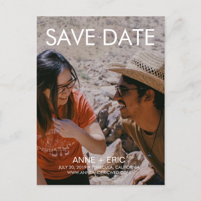 "Joshua Tree" - Flat Modern Save the Date Postcard (Front)