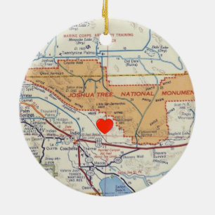 Joshua Tree National Monument Map Ceramic Tree Decoration