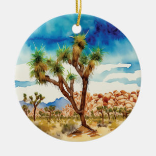Joshua Tree National Park California Watercolor Ceramic Tree Decoration