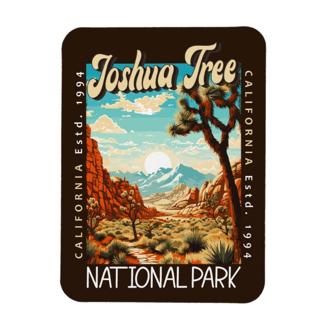 Joshua Tree National Park Illustration Distressed Magnet (Vertical)