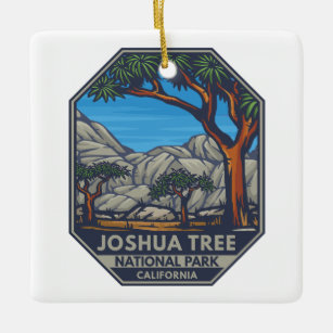 Joshua Tree National Park Retro Emblem Ceramic Ornament
