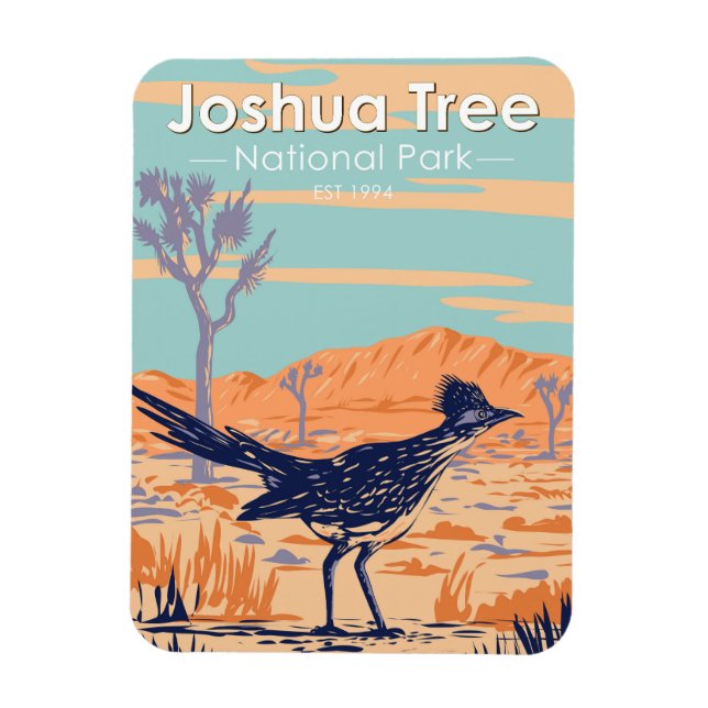 Joshua Tree National Park Roadrunner Vintage Magnet (Vertical)