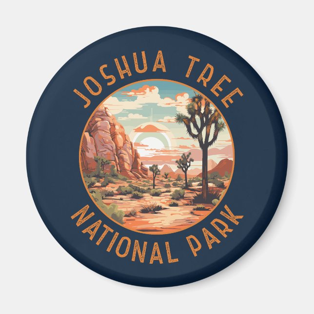 Joshua Tree National Park Sunset Retro Distressed Magnet (Front)