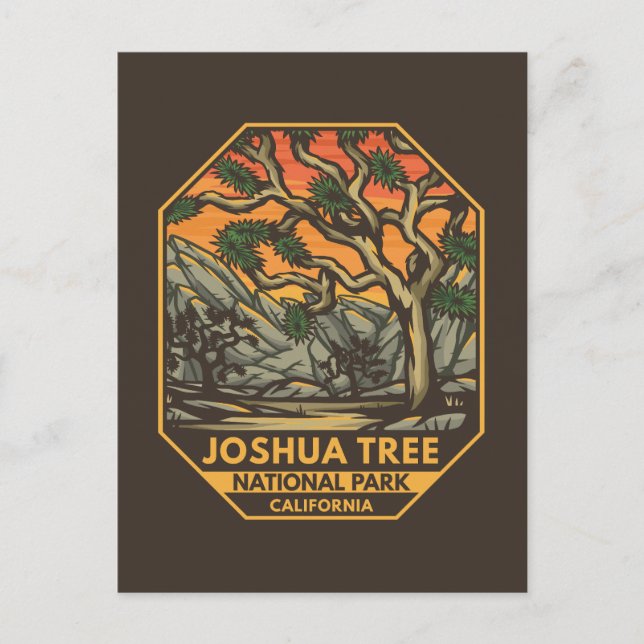 Joshua Tree National Park Sunset Retro Emblem Postcard (Front)
