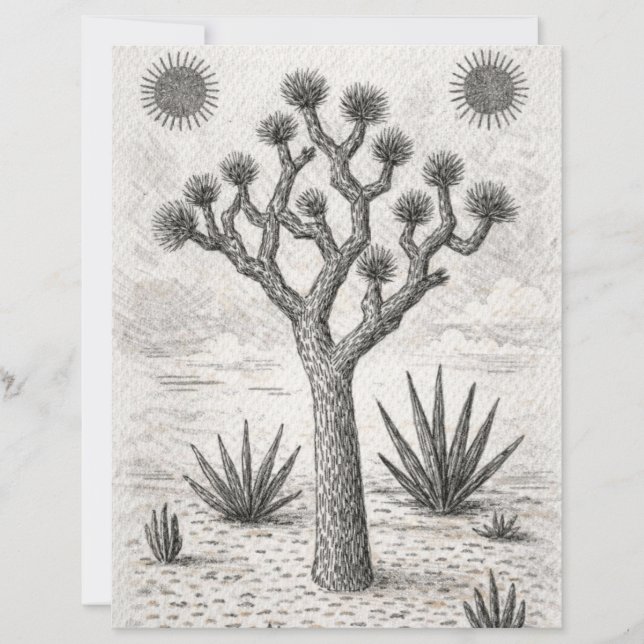 joshua tree sketch | desert sketch art (Front)