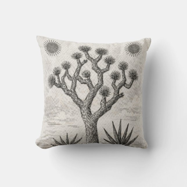 joshua tree sketch | desert sketch art cushion (Front)