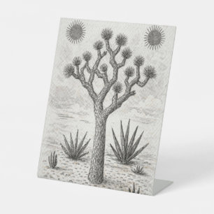 joshua tree sketch desert sketch art pedestal sign