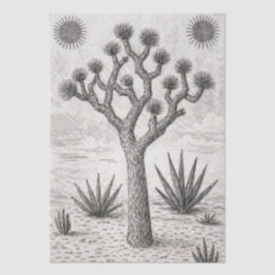 joshua tree sketch   desert sketch art tissue paper
