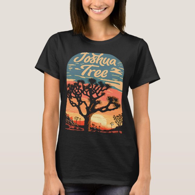 Joshua Tree Sunset Retro Classic National Park 80s T-Shirt (Front)