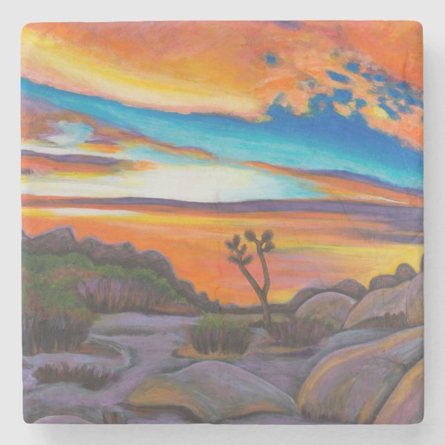 Joshua Tree Sunset Stone Coaster (Front)