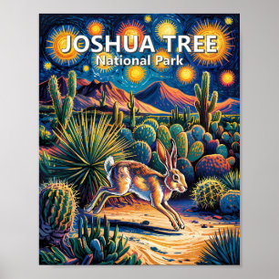 Joshua Tree Van Gogh Desert Wildlife Jackrabbit Poster