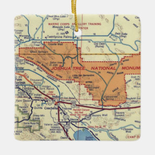 Joshua Tree Vintage Map Ceramic Ornament