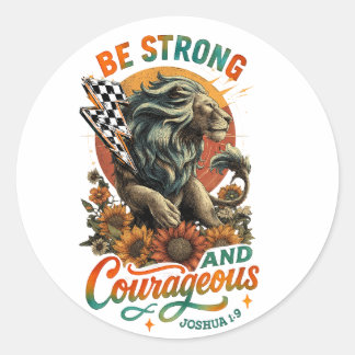 Joshus 1:9 classic round sticker
