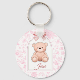 Josie   Custom Pink Teddy Bear Nursery Design  Key Ring