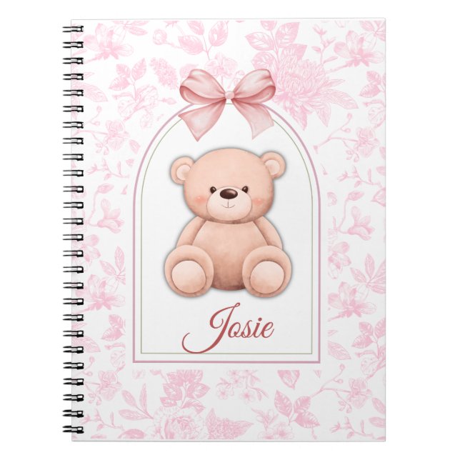 Josie | Custom Pink Teddy Bear Nursery Design  Notebook (Front)