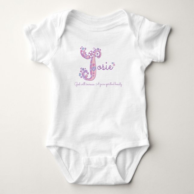 Josie girls name pastel purple custom meaning baby bodysuit (Front)
