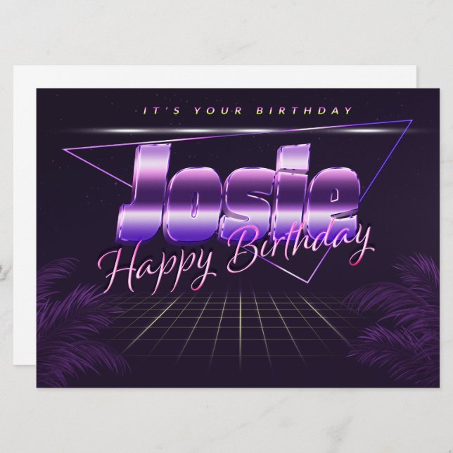 Josie Name First name lila retro card Birthday (Front/Back)