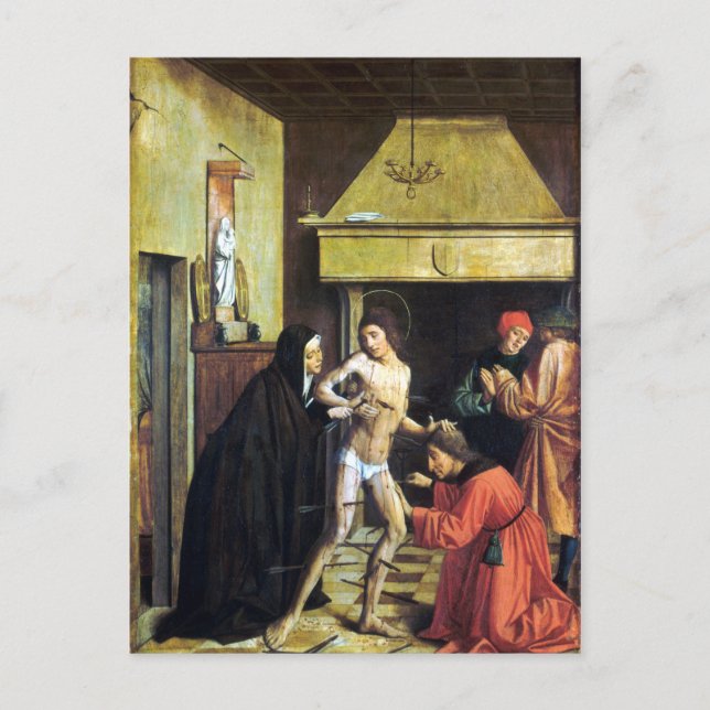Josse Lieferinxe Saint Sebastian Cured by Irene Postcard (Front)