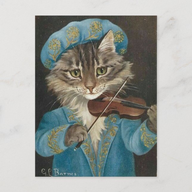 Joueur de violon chat postcard (Front)