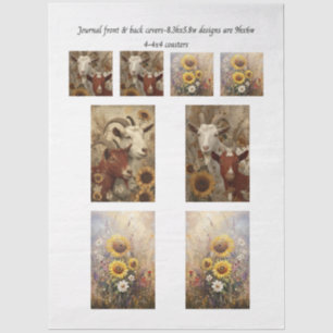 Journal Covers Rustic Charm Goat Sunflowers  Tissue Paper