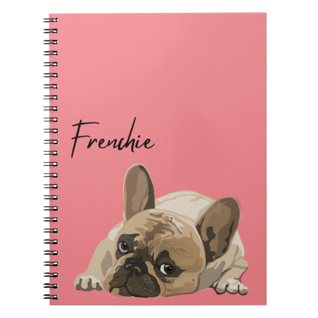 Journal/Notebook - Pink Frenchie, French Bulldog Notebook (Front)