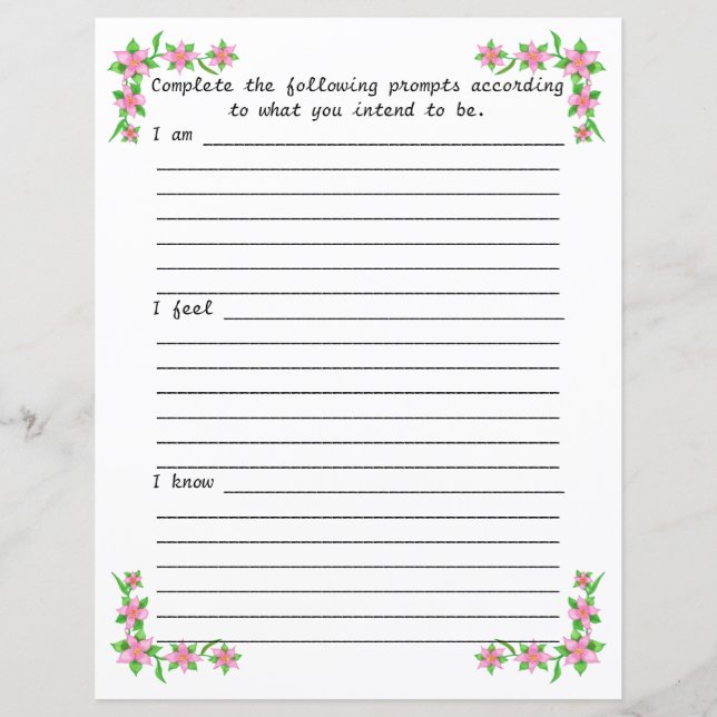 Journal Paper I am I feel I know, pink floral (Front)