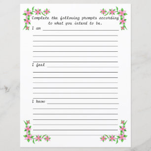 Journal Paper I am I feel I know, pink floral