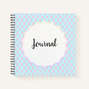 Journal Pastel Cross Pattern Devotional Notebook
