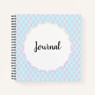 Journal Pastel Cross Pattern Devotional Notebook