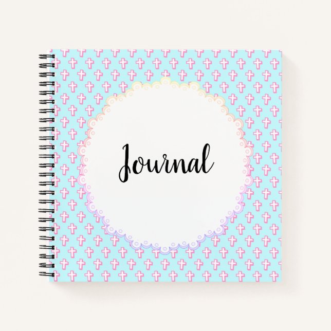 Journal Pastel Cross Pattern Devotional Notebook (Front)