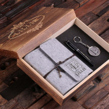 Journal, Pen & Keychain Gift Set - Light Grey