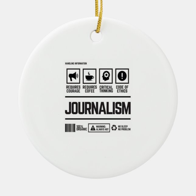 journalism ceramic tree decoration (Front)