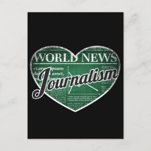 Journalism Retro Heart Blackboard Love Postcard