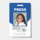 Journalist Press Pass Blue and White Photo ID