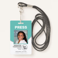 Journalist Press Pass Green and White Photo ID