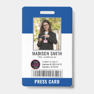 Journalist Press Pass  Photo ID  Badge