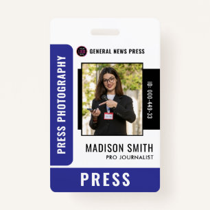 Journalist Press Pass Photo ID Badge ID Badge