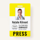 Journalist Press Pass Photo Name Logo ID Yellow