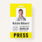 Journalist Press Pass Photo Name Logo ID Yellow