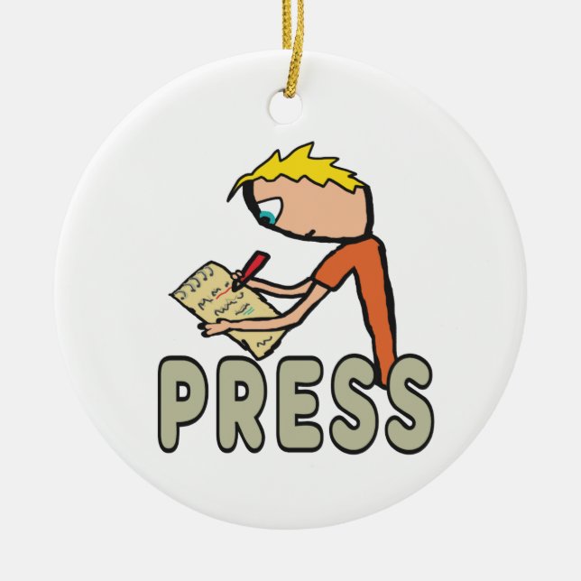 Journalist Press Reporter Ceramic Tree Decoration (Front)