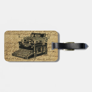 journalist scripts burlap antique typewriter luggage tag